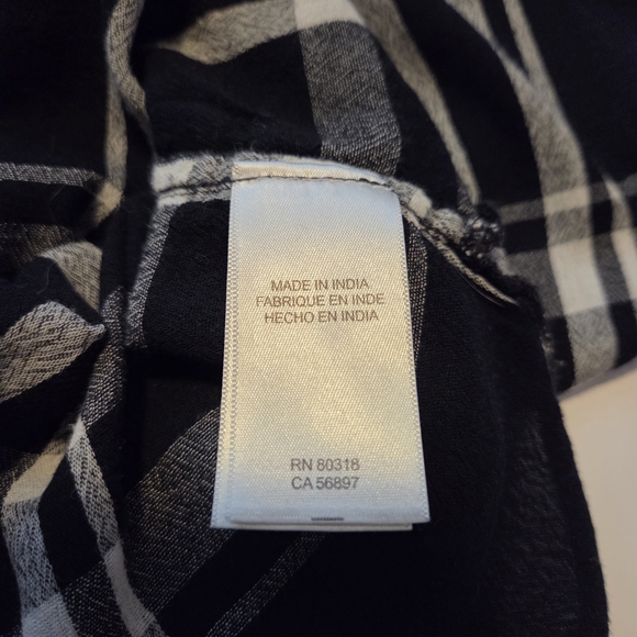 LUCKY BRAND Monochrome Plaid Black & White Button-Down Shirt Size M - Picture 6 of 9